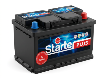 Starter Plus 12V 75Ah 720A D+ klasični akumulator. Nisko LB3 kućište (276x175x175) sa Ca-Ca tehnologijom.