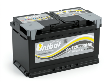 Unibat AGM80 12V 80Ah 800A D+ akumulator. Premium evropsko L4 kućište (315x175x190) sa AGM Start-Stop tehnologijom.