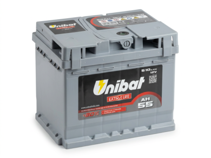 Unibat Extra Life 55534 12V 55Ah 510A D+ premium akumulator sa magičnim okom. Nisko evropsko kućište (207x175x175) za Ford i Opel vozila.