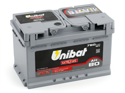 Unibat Extra Life 58072 12V 80Ah 750A D+ premium akumulator sa magičnim okom. Nisko evropsko kućište (277x175x175) za Ford, Opel i Renault dizel vozila.