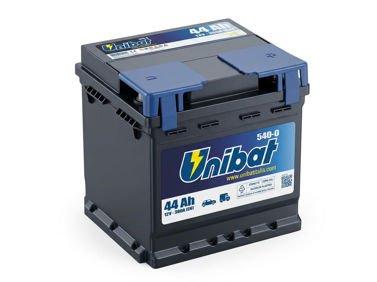 Akumulator Unibat Tradicional 12V 44Ah 380A Desni plus 5400 Unibat Tradicional 5400 12V 44Ah 380A D+ akumulator sa čepovima. Kompaktno L0 kućište (175x175x190) idealno za manja gradska vozila bez Start-Stop sistema.